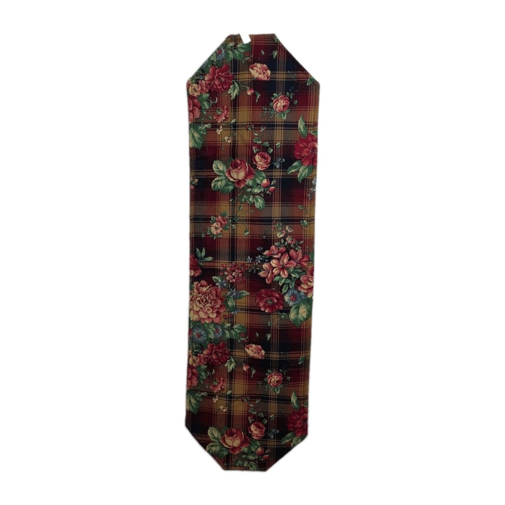 Vintage Reversible Floral Paisley Table Runner Burgundy 40x12 Double Sided
